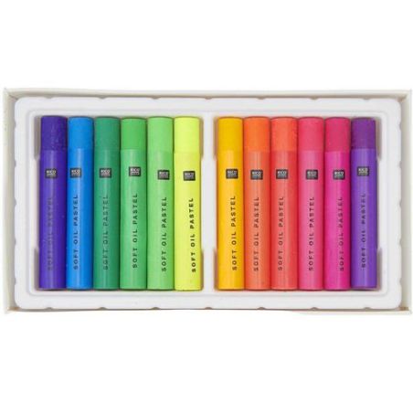 RICO DESIGN - 12 PASTELS A L'HUILE COULEURS FLUO