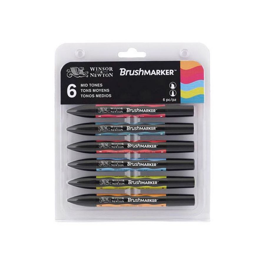 SET 6 BRUSHMARKER TONS MOYEN WINSOR & NEWTON IM#8194