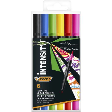 BIC SET DE 6 FEUTRES DOUBLE POINTE INTENSITY COULEURS INTENSES