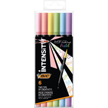 BIC SET DE 6 FEUTRES DOUBLE POINTE INTENSITY COULEURS PASTEL