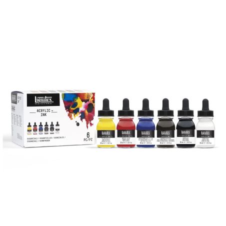 SET DE 6 FLACONS D'ENCRES ACRYLIQUES LIQUITEX  30ML