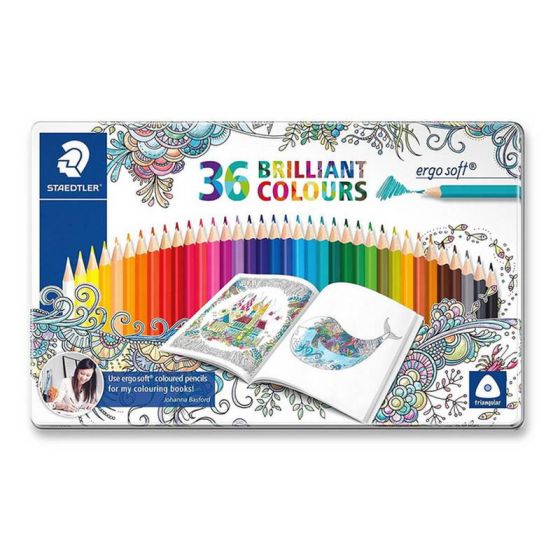 BOITE 36 CRAYONS DE COULEUR   ERGOSOFT JOHANNA BASFORD IM#8816