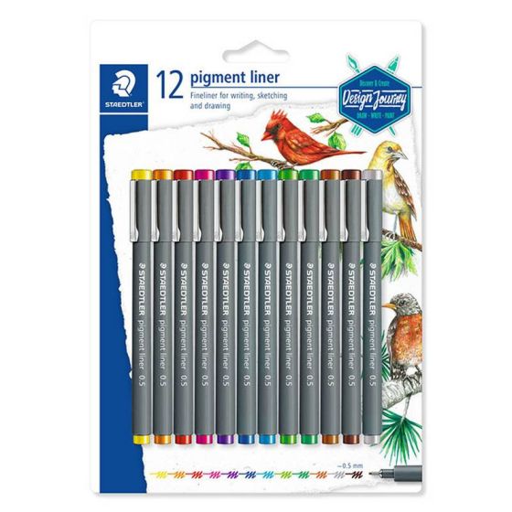 FEUTRE PIGMENT LINER POINTE   CALIBREE 0,5 12 COULEURS      STAEDTLER IM#8836