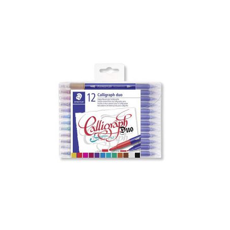 SET DE 12 FEUTRES DE CALLIGRAPHIE ASSORTIS DOUBLE POINTE BISEAUTEE STAEDTLER