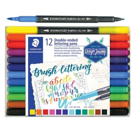 SET DE 12 FEUTRES DE CALLIGRAPHIE BRUSHPEN BRUSH DUO STAEDTLER