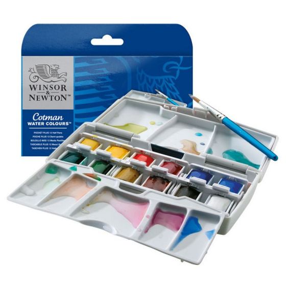 BOITE AQUARELLE FINE COTMAN   POCKET PLUS 12 DEMI GODETS IM#8874