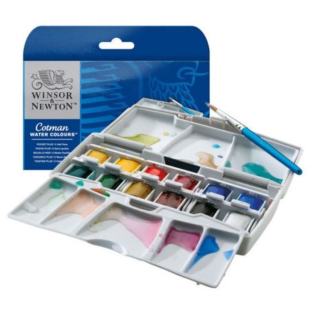 COFFRET DE 12 DEMI-GODETS D'AQUARELLE FINE COTMAN WINSOR & NEWTON