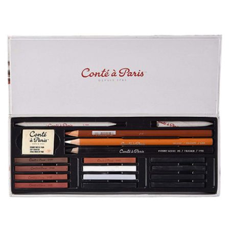 COFFRET POUR L'ESQUISSE 12 CARRES + 3 CRAYONS + ACCESSOIRES CONTE A PARIS