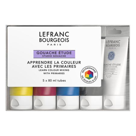 SET DE 5 TUBES DE GOUACHE ETUDE 80ML LEFRANC BOURGEOIS