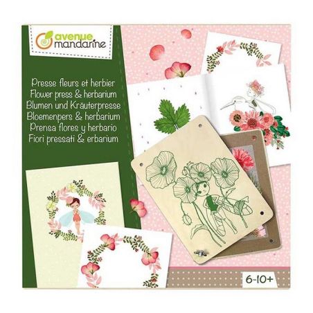 COFFRET CREATIF PRESSE FLEURS ET HERBIER AVENUE MANDARINE