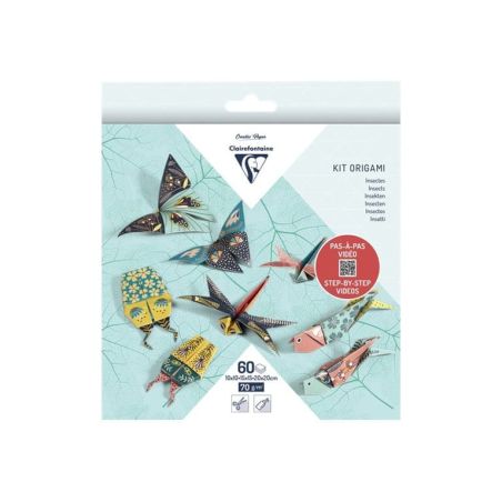 POCHETTE ORIGAMI INSECTES 60 FEUILLES 70G 3 FORMATS CLAIREFONTAINE