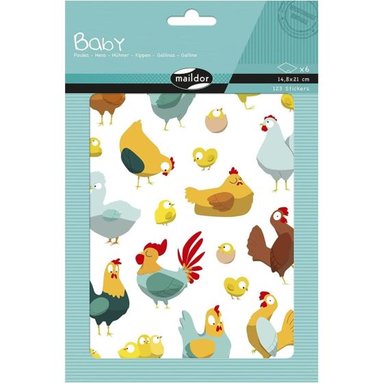 SET DE 123 GOMMETTES POULES BABY IM#9219