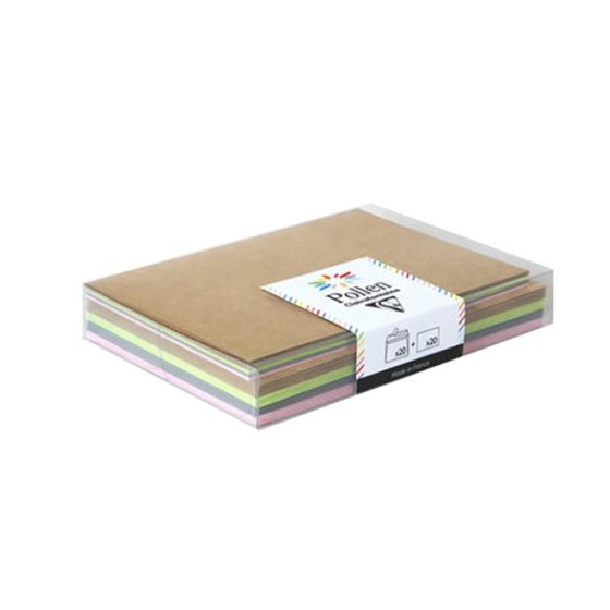 COFFRET POLLEN DE 20 ENVELOPPES 114X162MM + 20 CARTES 110X155MM ASSORTIES CLAIREFONTAINE IM#9227