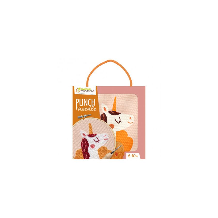 KIT PUNCH NEEDLE LICORNE AVENUE MANDARINE IM#9229