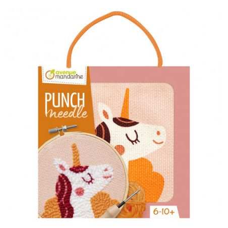 KIT PUNCH NEEDLE LICORNE AVENUE MANDARINE