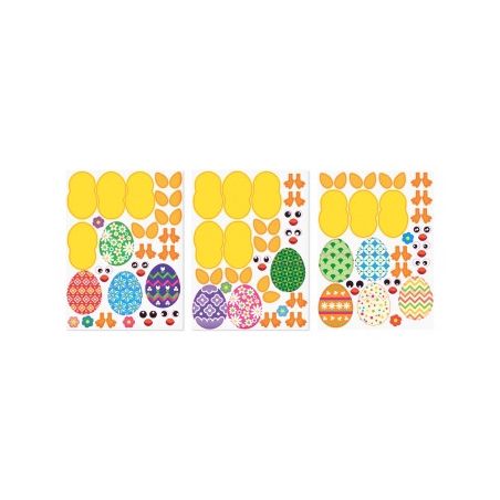 KIT GOMMETTES POUSSINS DE PÂQUES 12 POUSSINS A CRÉER 132 PIECES CTOP