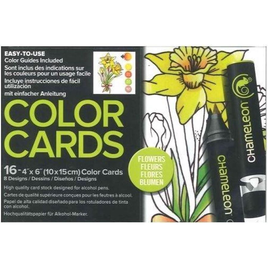 CARTES COLORIAGE - MOTIFS FLORAUX - CHAMELEON PENS IM#9313