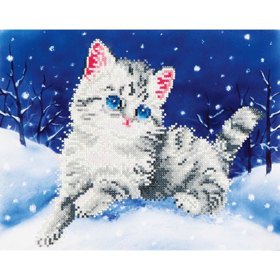 BRODERIE DIAMOND DOTZ - CHATON DANS LA NEIGE IM#9341