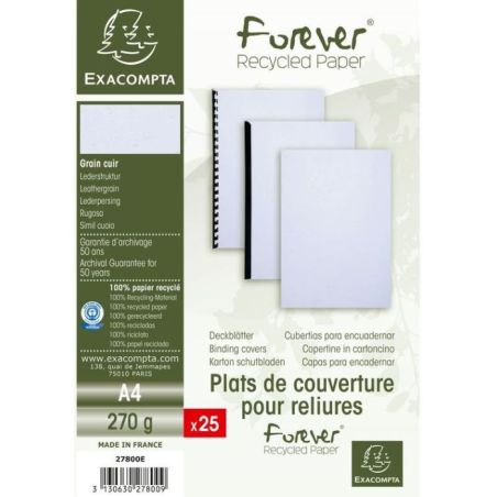 LOT DE 25 COUVERTURES FOREVER A4 270G BLANCHES