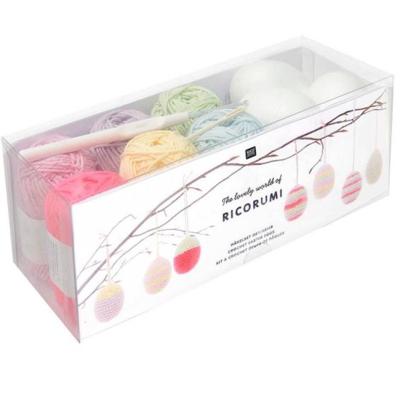 RICORUMI KIT A CROCHET OEUFS DE PAQUES PASTEL  6 COULEURS IM#9857