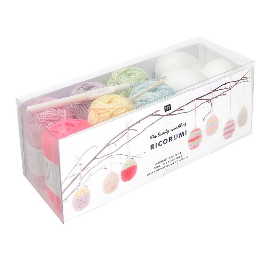 RICORUMI KIT A CROCHET OEUFS DE PAQUES PASTEL  6 COULEURS IM#9857