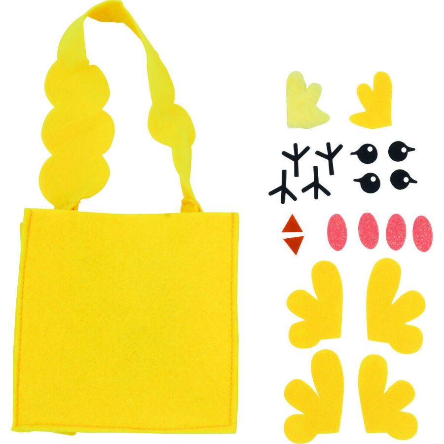 JE CREE MON TOTE BAG POUSSIN  EN FEUTRINE JAUNE 15X8,5X15CM IM#9878