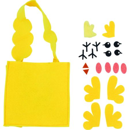 JE CREE MON TOTE BAG POUSSIN  EN FEUTRINE JAUNE 15X8,5X15CM