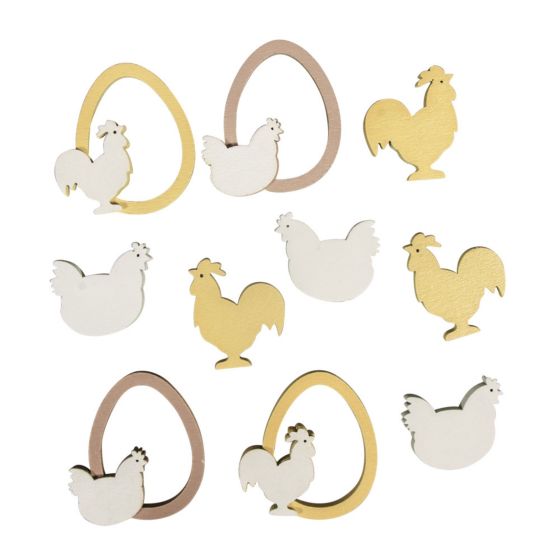 MINIATURES BOIS OEUFS ET POULES IM#9884