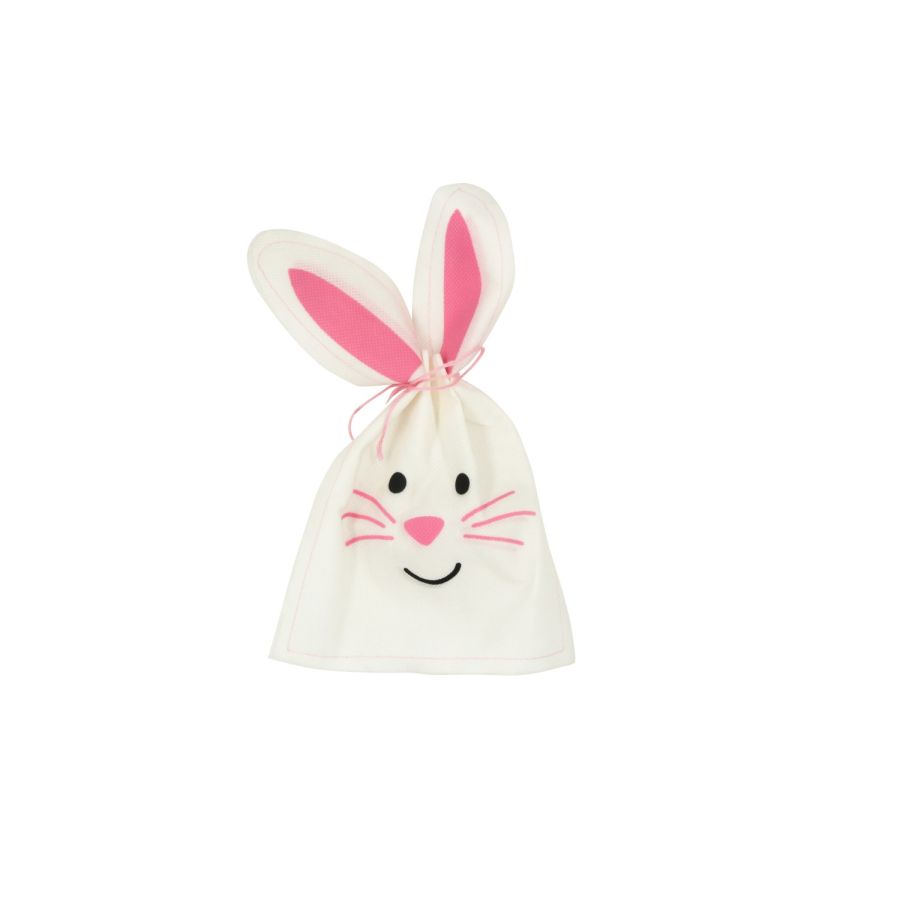 SAC LAPIN IMPRIME EN INTISSE  AVEC LIEN BLANC ET ROSE 24,7X124,7X15 IM#9896